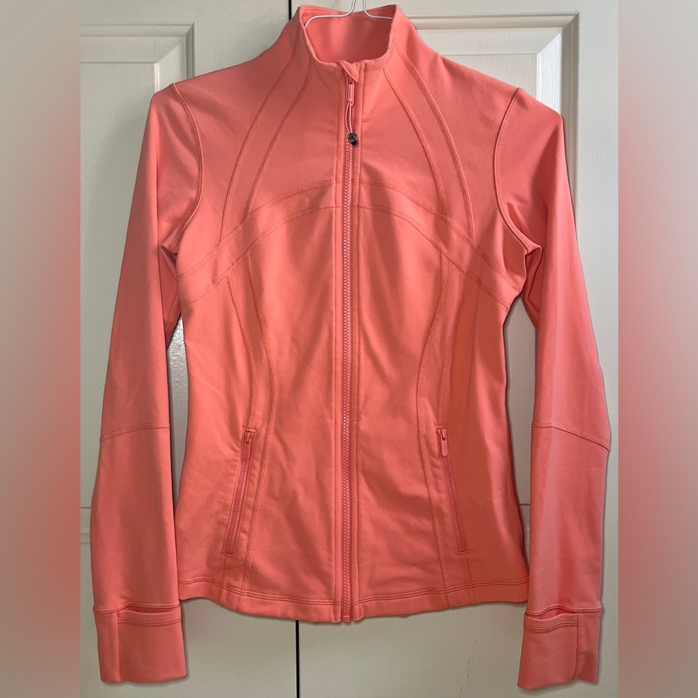 🍒LULULEMON DEFINE Jacket sz 8 SUNNY CORAL Tangerine Creamsicle Peach ~ YUMMY!!